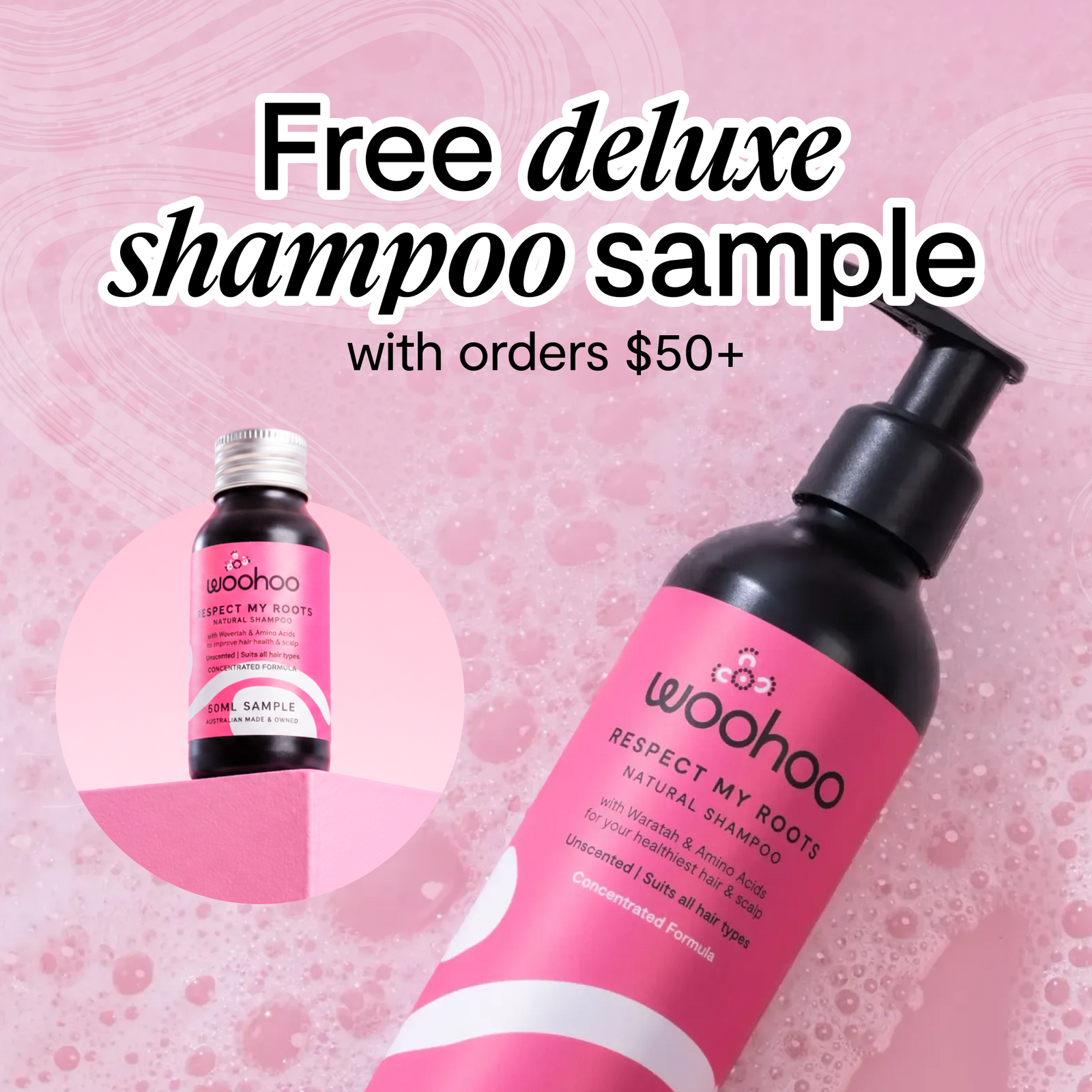 Free Deluxe Shampoo Sample with orders $50+