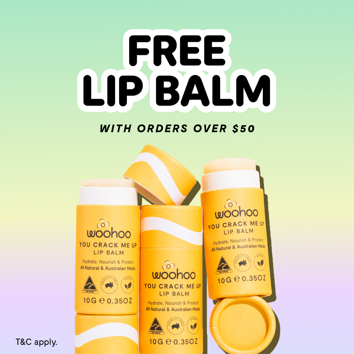 Free Lip Balm with orders over $50