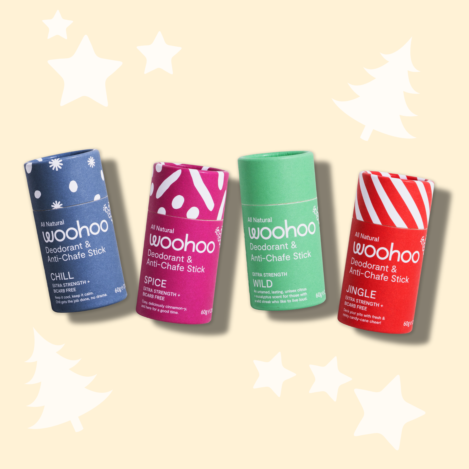 '4 Scents of Christmas' Natural Deodorant Bundle (4 x Sticks)