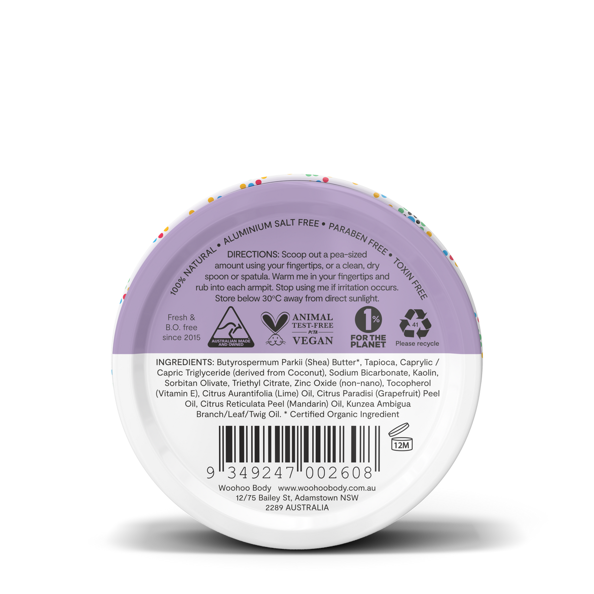 Woohoo All Natural Deodorant Paste (Pop) 60g